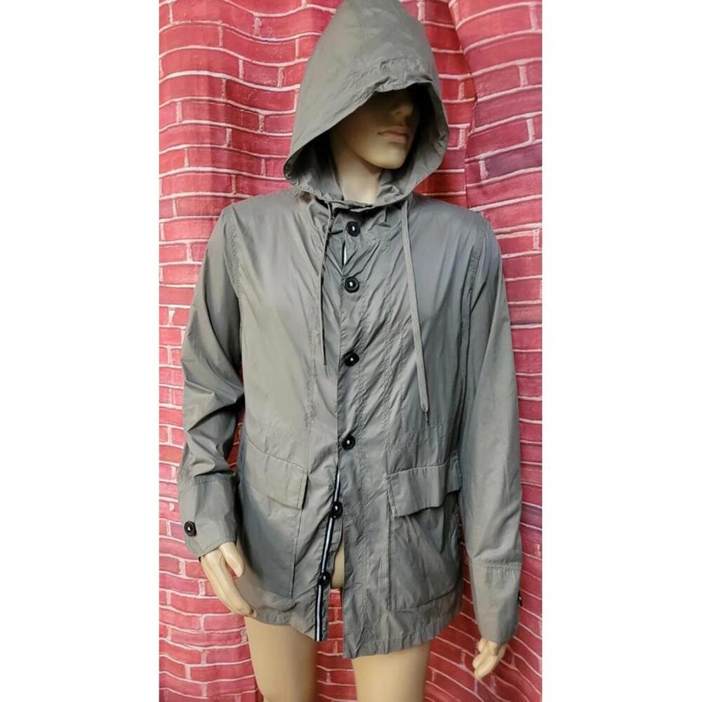 Five Four Gray Nylon Jacket With Hood & Pockets WINDBREAKER Men's Sz L NEW #C